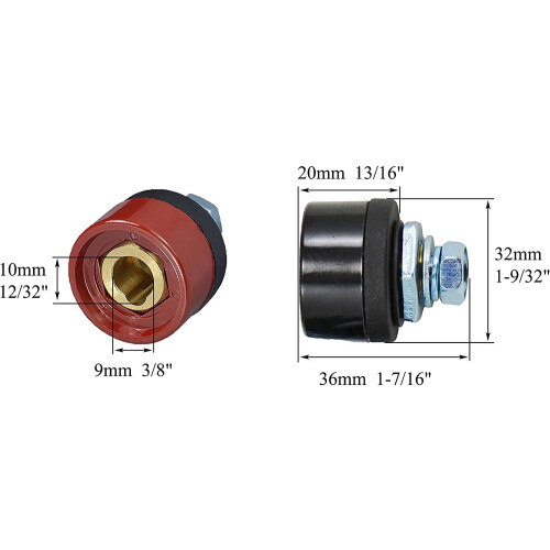 TIG Welding Cable Panel Connector Socket DKZ10-25 Red Black 1