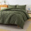 Olive Green King Comforter Set Boho Chevron 3-Piece 1