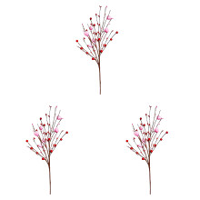 Artificial Heart Berry Stems Valentine Decor 3 pcs