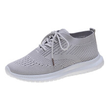 Women's Knitted Lace-up Sneakers Blue Wide Toe