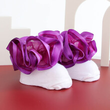 Ballet Socks Purple M with Floral Lace Trim