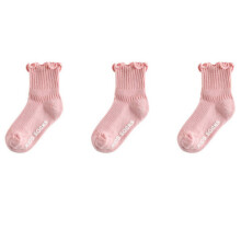 Kids Breathable Ankle Socks with Lace Trim 3-Pack