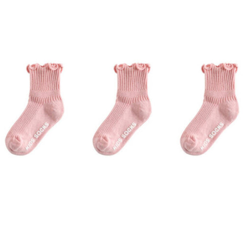 Kids Breathable Ankle Socks with Lace Trim 3-Pack