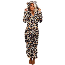 Awdenio Leopard Onesie Pajamas Unisex Adult Plush Jumpsuit
