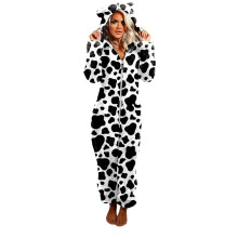 Leopard onesie pajamas unisex adult plush jumpsuit with