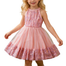 Girls' Sparkly Sequins Dress Sleeveless Mini Gown Size 2-7