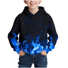 Kids Flame Print Hoodie Long Sleeve Pullover 3-13 Years