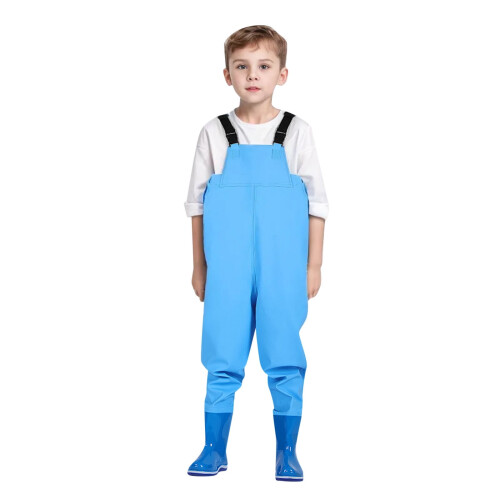 Children's Waterproof Chest Waders with Boots Size 4-6