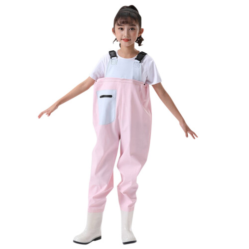 Kids Rain Overalls Waterproof Footed Pants with Adjustable