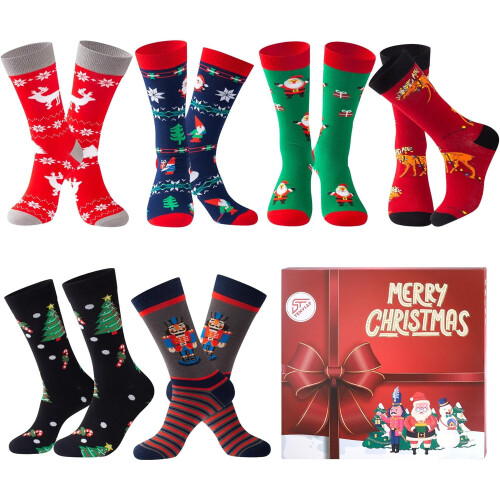 Men's Funny Christmas Socks Colorful Patterned Crew Socks 6 1