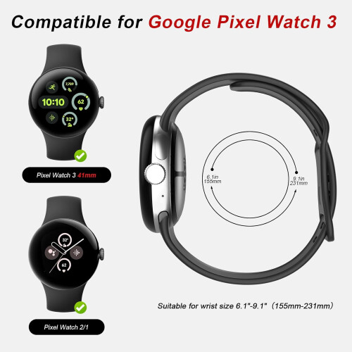 Google Pixel Watch 3 41mm band 2 pack silicone sport strap 1