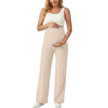 Maternity Straight Leg Pants High Waist Stretch Breathable