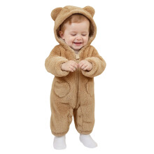 Baby Snowsuit Winter Hooded Fuzzy Jumpsuit 0-12 Months