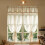 Boho Curtain Valance Sheer Cotton-Linen Short Panel with 2