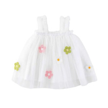 Girls Sleeveless A-Line Mesh Dress Solid Color 12-18 Months