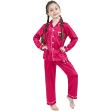 Girls Long Sleeve Satin Two-Piece Set with Bow Print 3-14