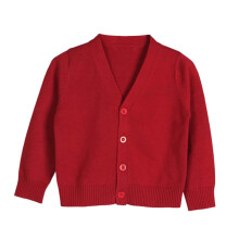 Girls Cardigan Long Sleeve Crew Neck Sweater Brick Red 6Y