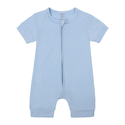 Baby Rompers Front Zipper Short Sleeve Solid Jumpsuit