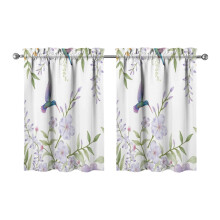Purple Flower Bird Kitchen Curtains 28x36 Inch 2 Panels