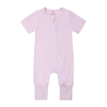 Baby Rompers Front Zipper Short Sleeve Solid Color