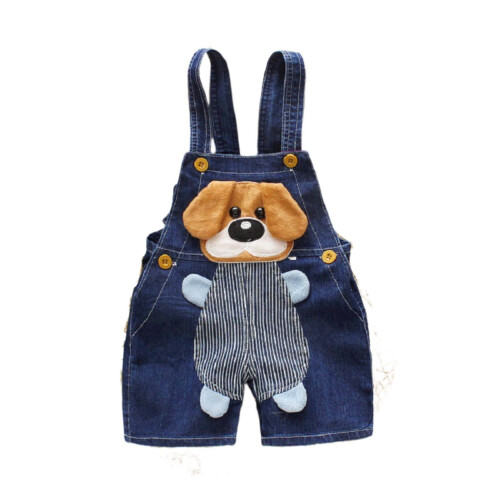 Denim Suspender Overalls Dark Blue Polyester Cotton Baby