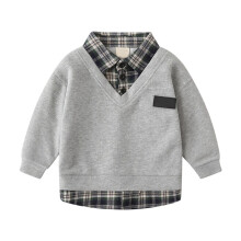 Kids Plaid Pocket Sweatshirt Long Sleeve Casual Outerwear