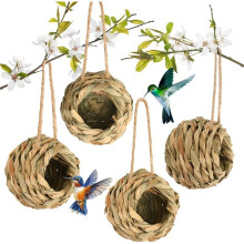 4-Pack House Outdoor, Natural Bird Nest Handwoven Bird House Hanging Bird for Garden Window Patio Lawn