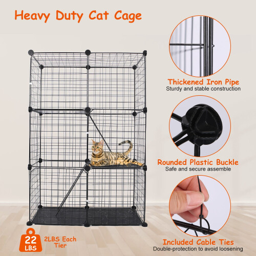 猫笼 三层金属大号可拆卸带梯黑色 2
