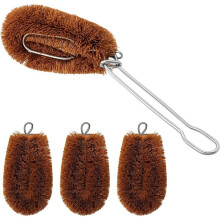 Kokosfiberborste med Handtag, 3 Skrubbhuvuden Perfekt för Frukt- och Grönsaksskrubbning, Köksrengöring