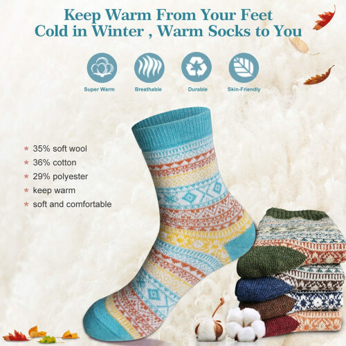 PUMIER Women's Wool Crew Socks Warm Thick Soft 2