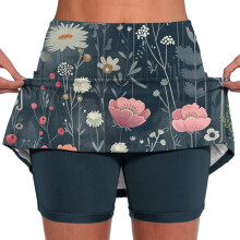 Women's Floral Athletic Skorts Elastic Mid-Waist Size S-5XL