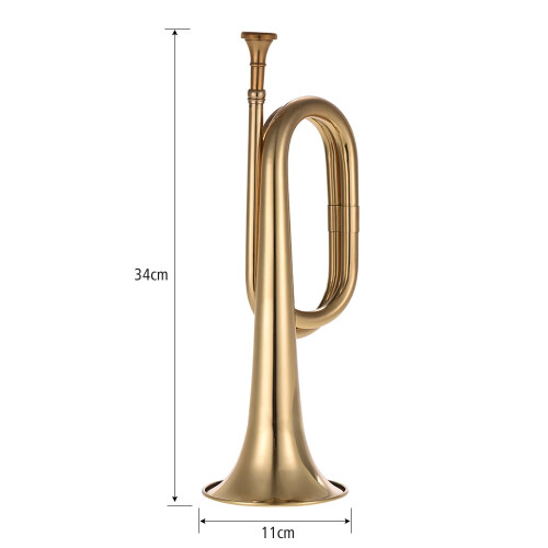 B Flat Bugle Call Trumpet Brass Cavalry Horn with Mouthpiece 2