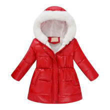 Girls' Winter Hooded Coat Warm Zip-Up Slim Fit Solid Color