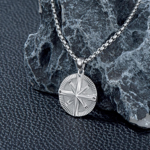 Compass Necklace 925 Sterling Silver Pendant 2