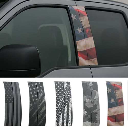 B-Pillar Stickers Waterproof Vinyl 2-Pack American Flag 1