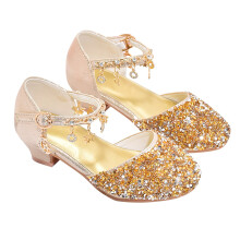 Girls High Heeled Dress Shoes with Glitter and Flower