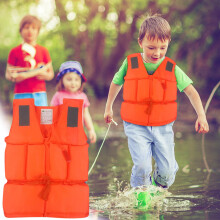 Kids Life Jacket Orange 65 Lbs Capacity Elastic Belt 4-12