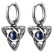Nordic Celtic Hoop Earrings for Men with Opal-Effect Resin