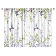 Purple Flower Bird Blackout Curtains 2 Panels 52"x84"