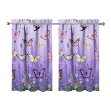 Purple Lavender Butterfly Kitchen Curtains 28x39 Inch 2
