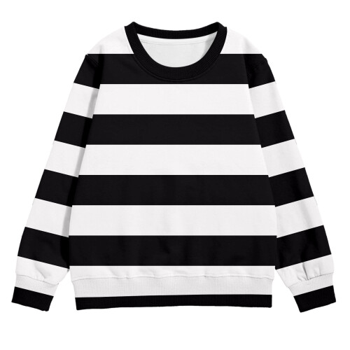 Girls Striped Sweatshirt Long Sleeve Crewneck Pullover