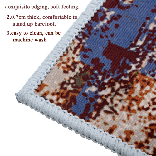 Square Area Rug Retro Abstract Design Washable Non-Slip 2