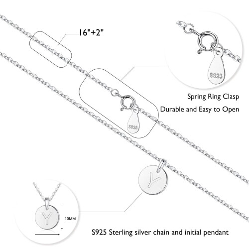 Women's Disc Initial Letter Pendant Necklace 2