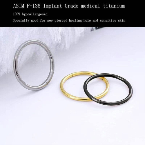 Titanium Nose Rings Hoops 20G-16G 6-12mm 2 pcs 1