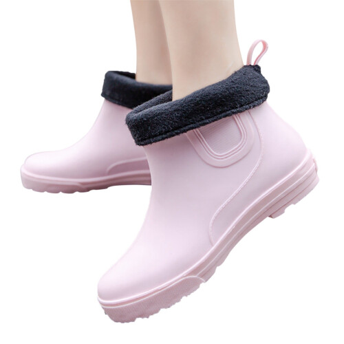 Women's Non-Slip Rain Boots Cotton-Lined Waterproof Rubber 2