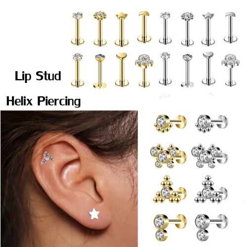 Labret Lip Studs Set Cat Heart Star Design 12 Pcs 2
