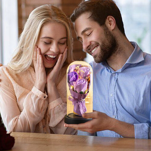 Light-Up Eternal Rose in Glass Dome 1 Piece 1