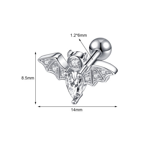 Bat Stud Earring Punk Style 16G 1 Pair 1