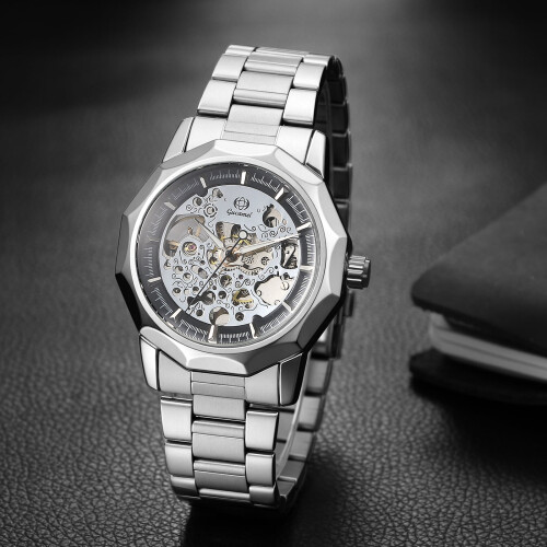 Men's Automatic Rhomboidal Watch Stainless Steel Strap 1