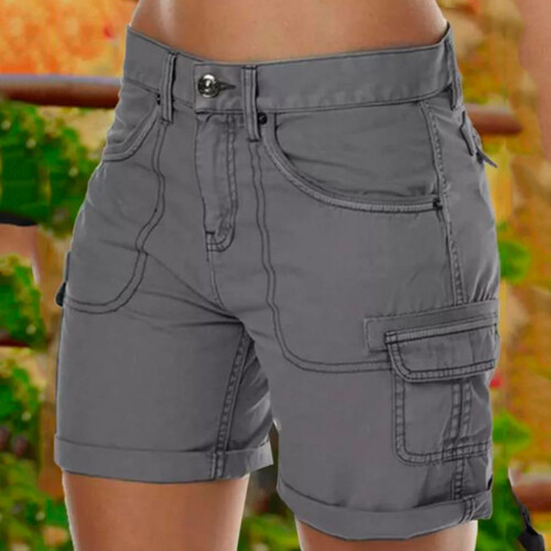 Women's Casual Loose Solid Cargo Shorts 1